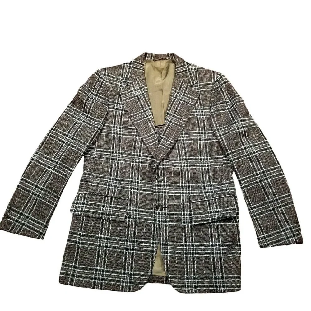 Vintage 42R‎ Green Plaid Kingsridge Blazer Mens Sport Coat Union Made Retro